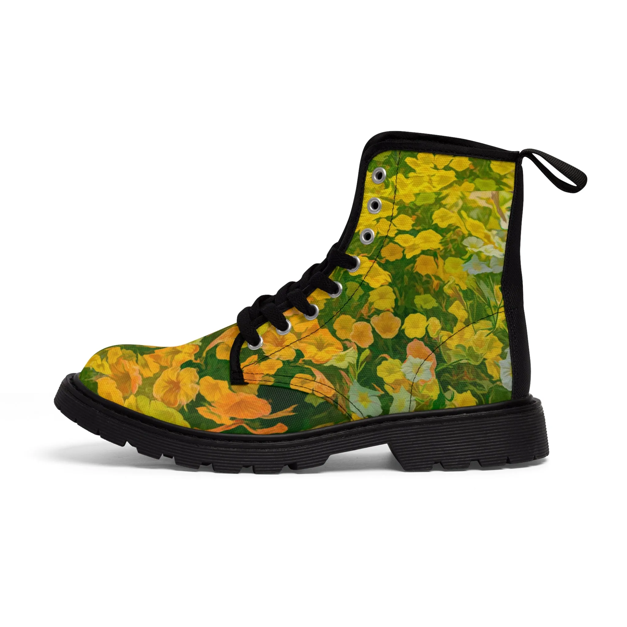 Floral Brilliance Women's Canvas Art Boots