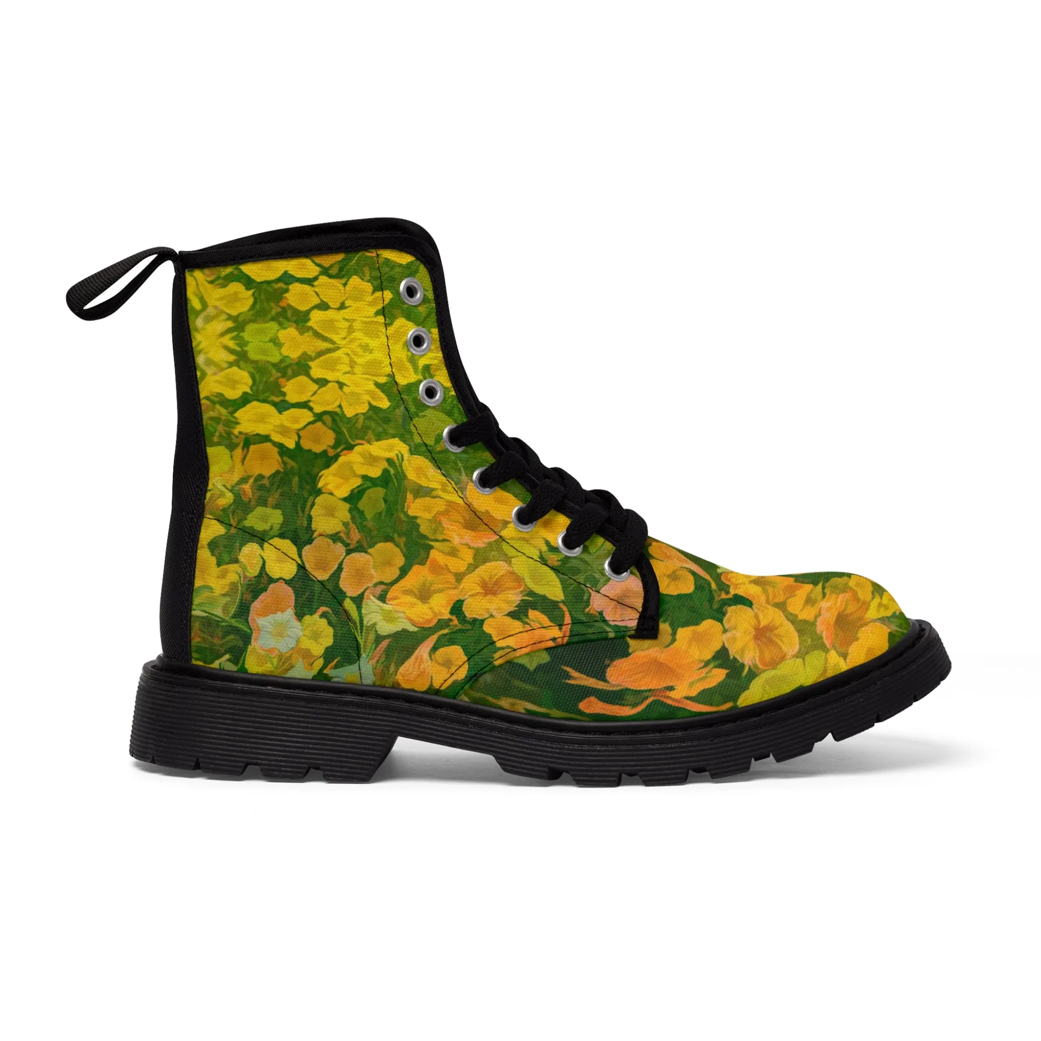 Floral Brilliance Women's Canvas Art Boots