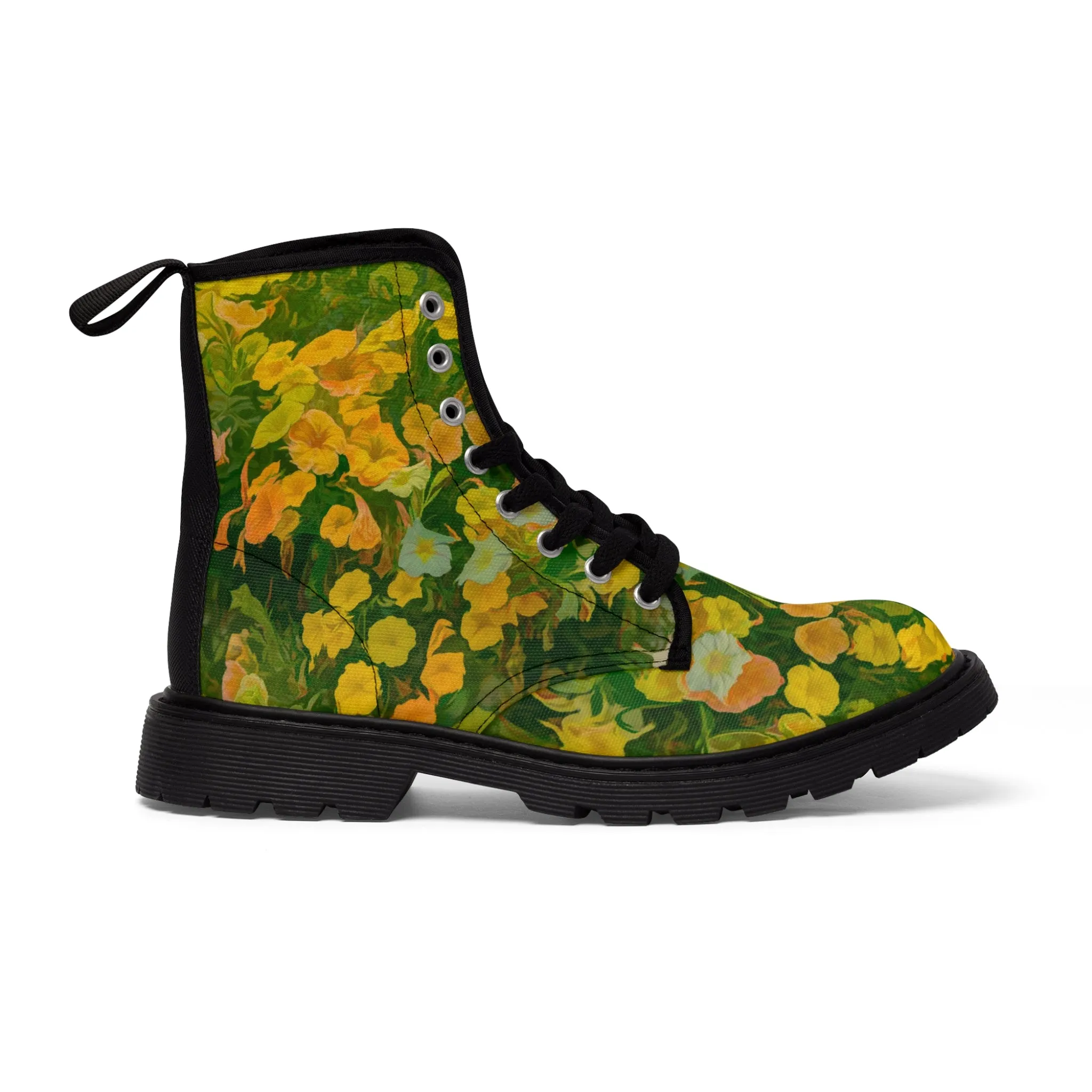 Floral Brilliance Women's Canvas Art Boots