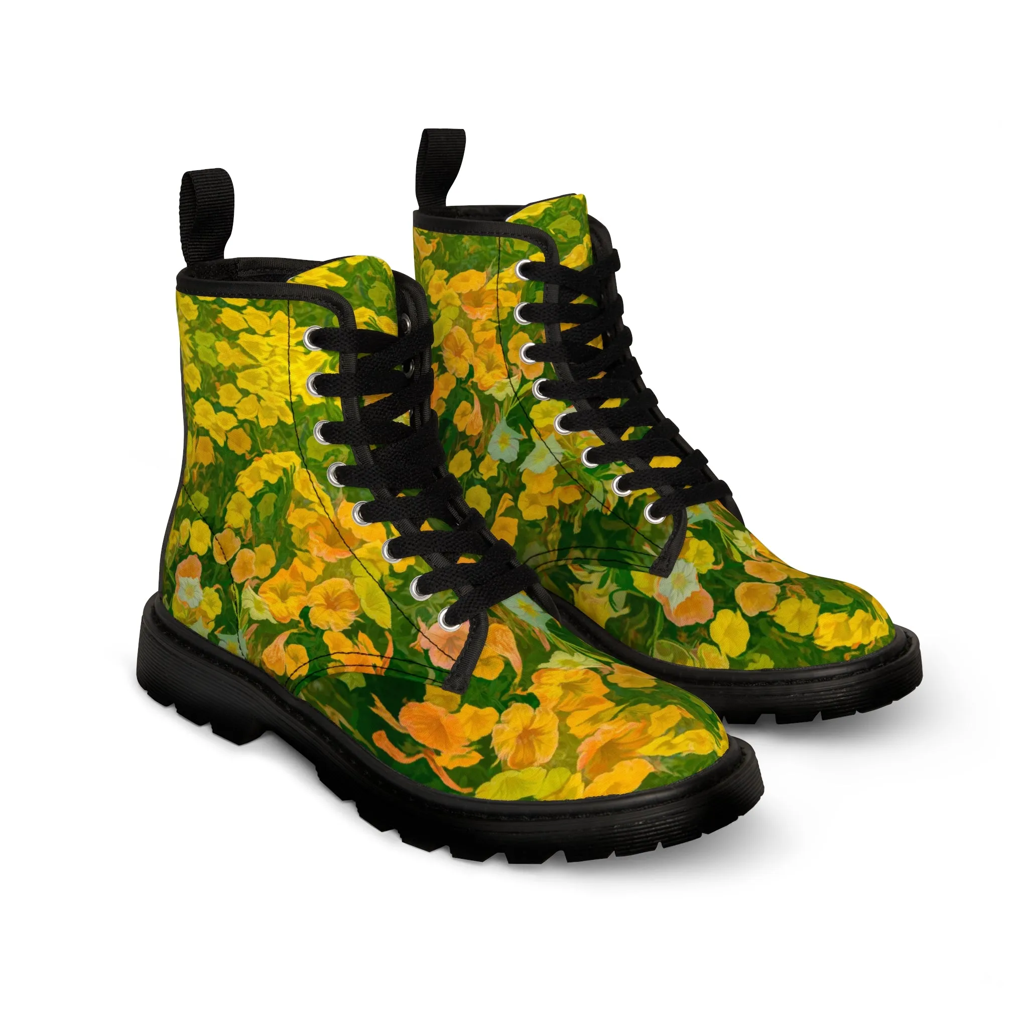 Floral Brilliance Women's Canvas Art Boots