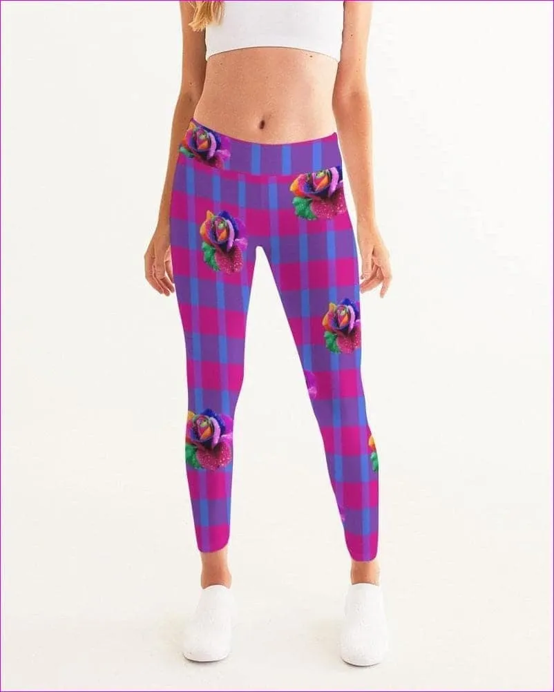 Floral Reign Plaid Womens Yoga Pants