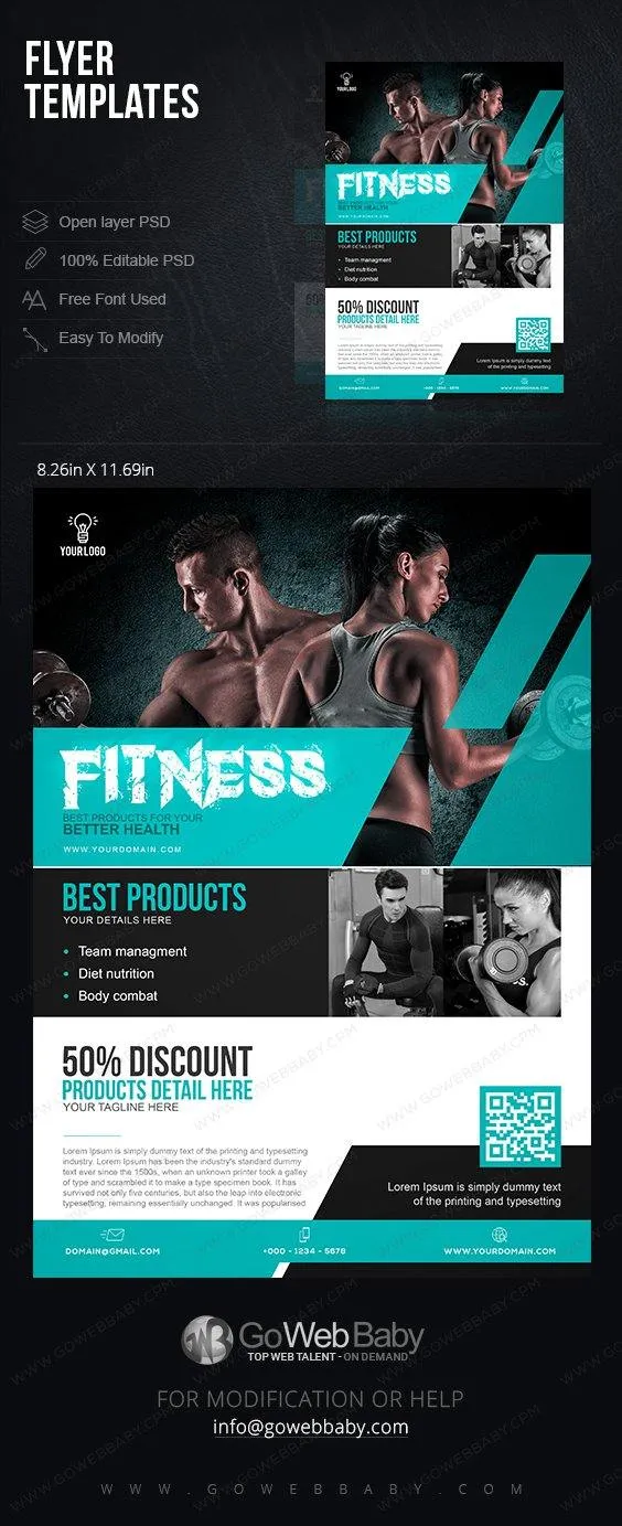 Flyer templates - Health & Fitness For Website Marketing