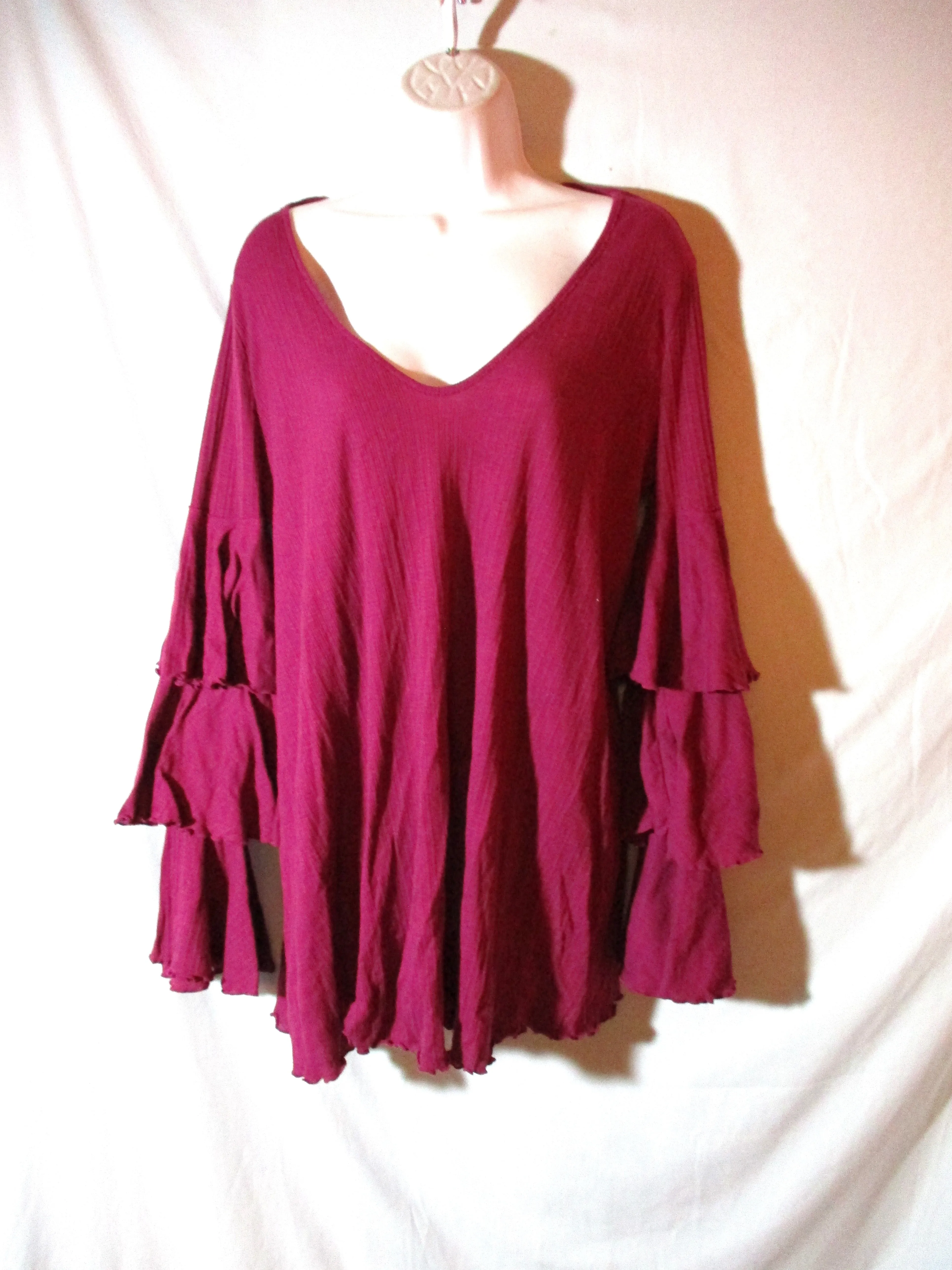 FREE PEOPLE FP BEACH Ruffled Mini Dress PURPLE M Lounge Beach