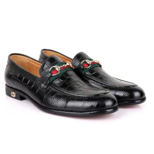 Gc Luxury Croc Chain Black Leather Shoe