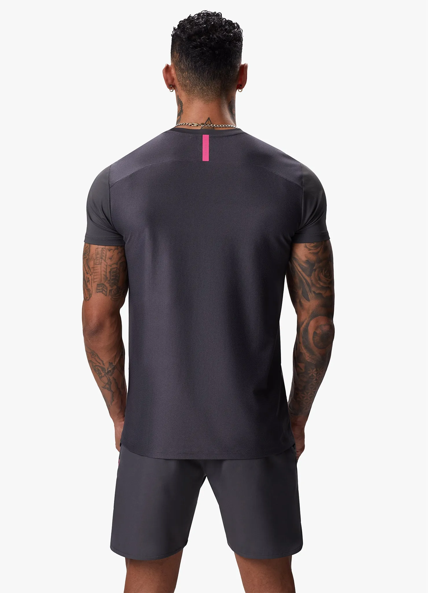 Gym King Flex Tee - Graphite/Fuchsia