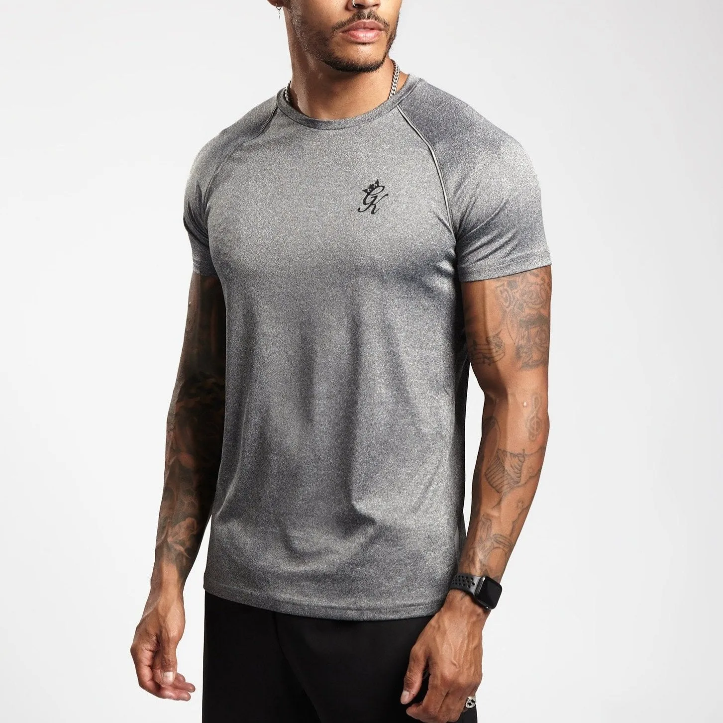 Gym King Raglan Poly Core T-Shirt - Charcoal Marl