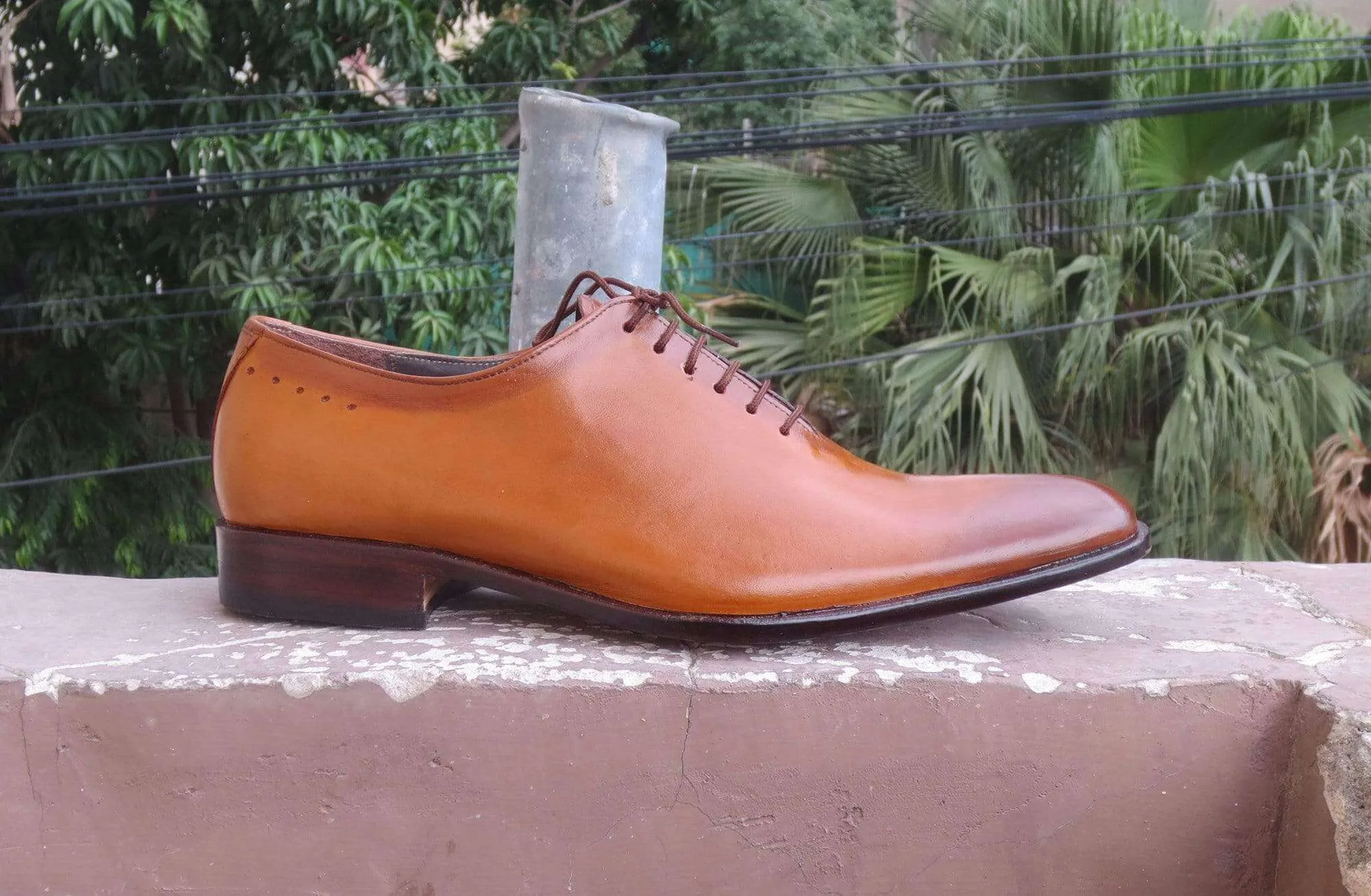 Handmade Men's Leather Brown Lace Up Shoe