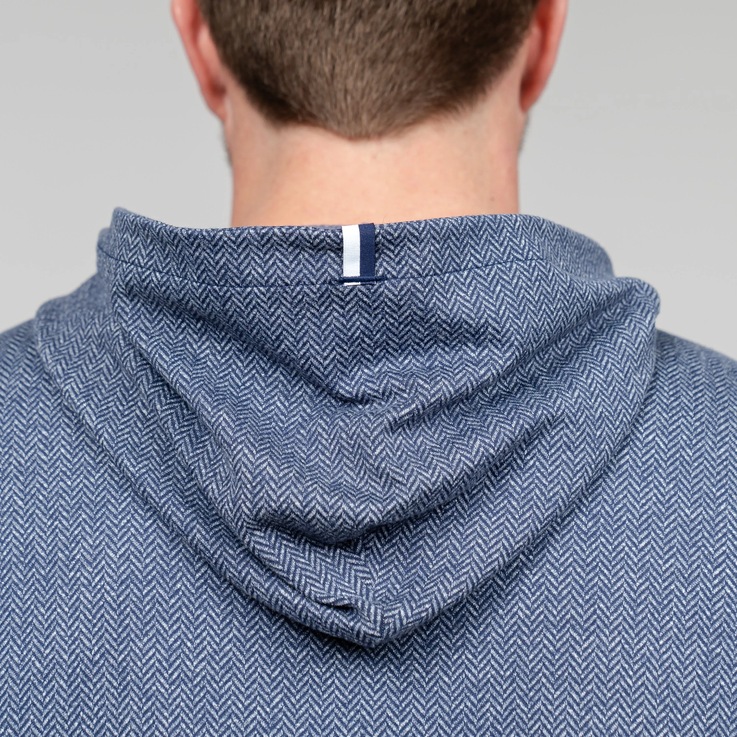 Hesi Performance Hoodie | Herringbone Jacquard - Admiral Navy/White