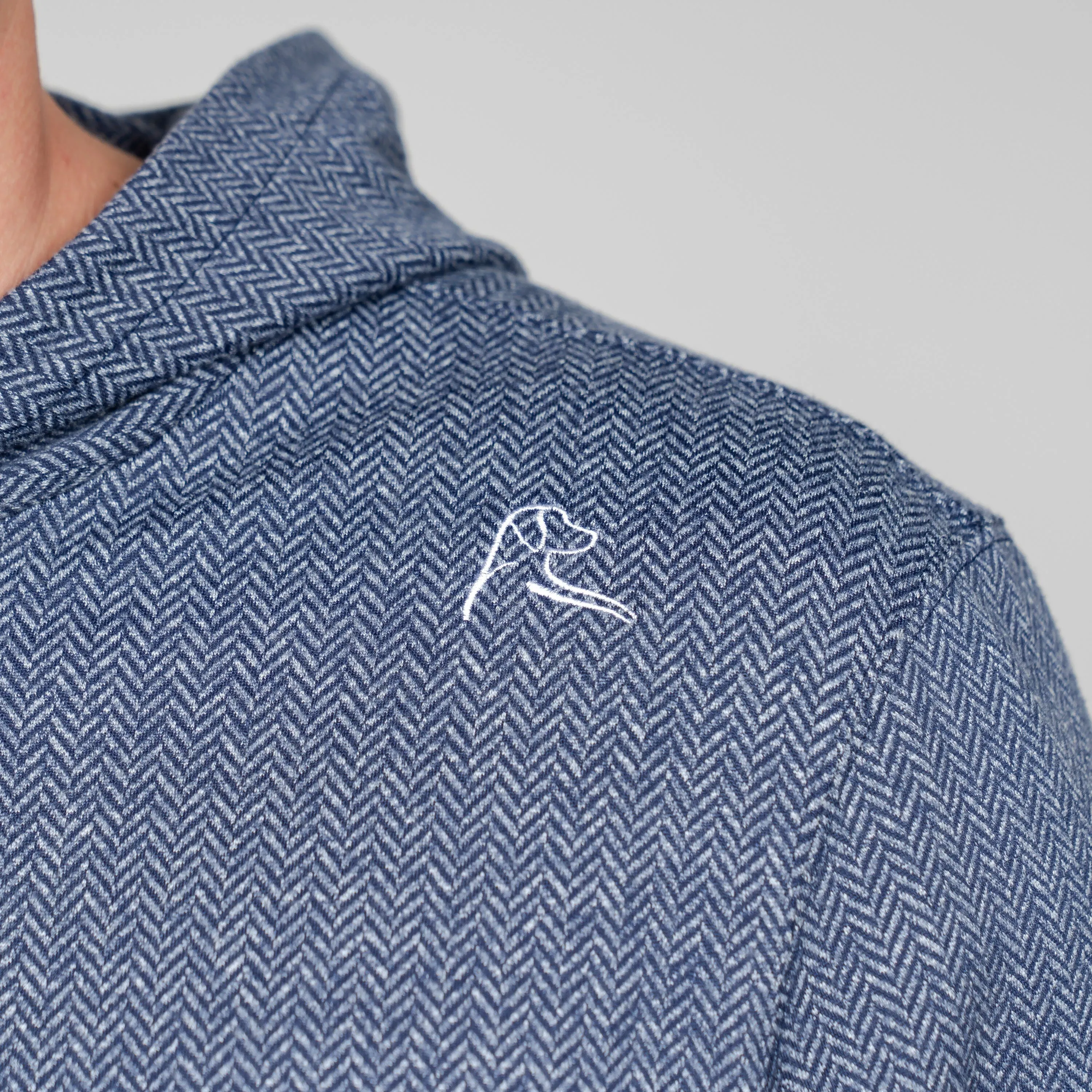 Hesi Performance Hoodie | Herringbone Jacquard - Admiral Navy/White