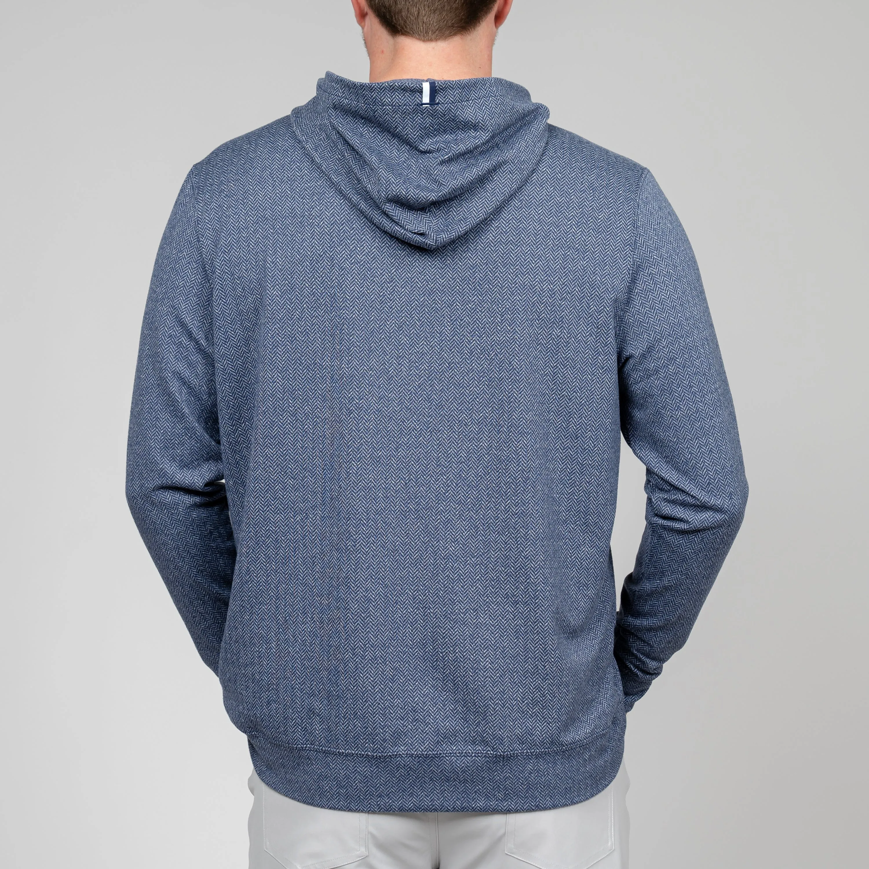 Hesi Performance Hoodie | Herringbone Jacquard - Admiral Navy/White