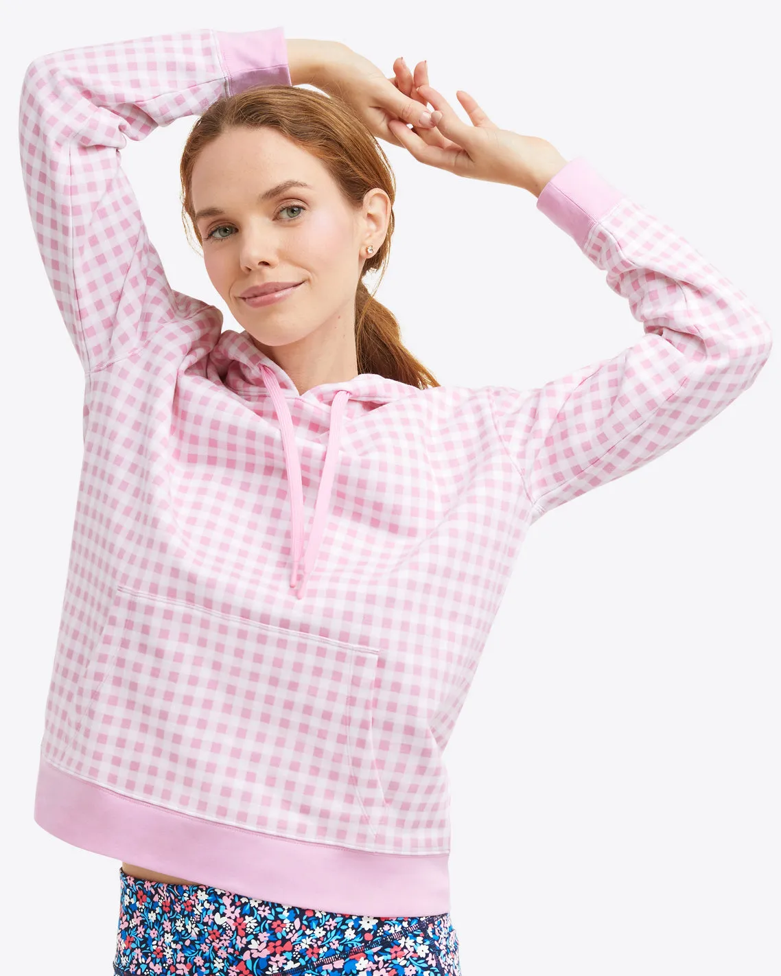 Hoodie in Pink Gingham