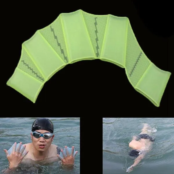 Hydrodynamic Silicone Swim Training Hand Fins - Large Flippers for Enhanced Performance