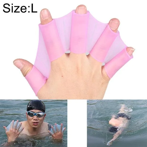 Hydrodynamic Silicone Swim Training Hand Fins - Large Flippers for Enhanced Performance