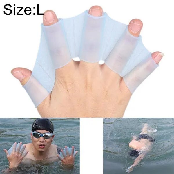 Hydrodynamic Silicone Swim Training Hand Fins - Large Flippers for Enhanced Performance