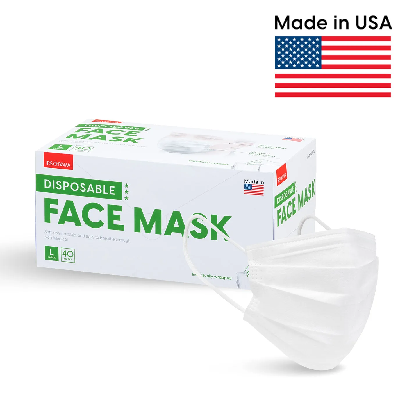 Individually Packaged Earloop Face Mask - 40-Piece