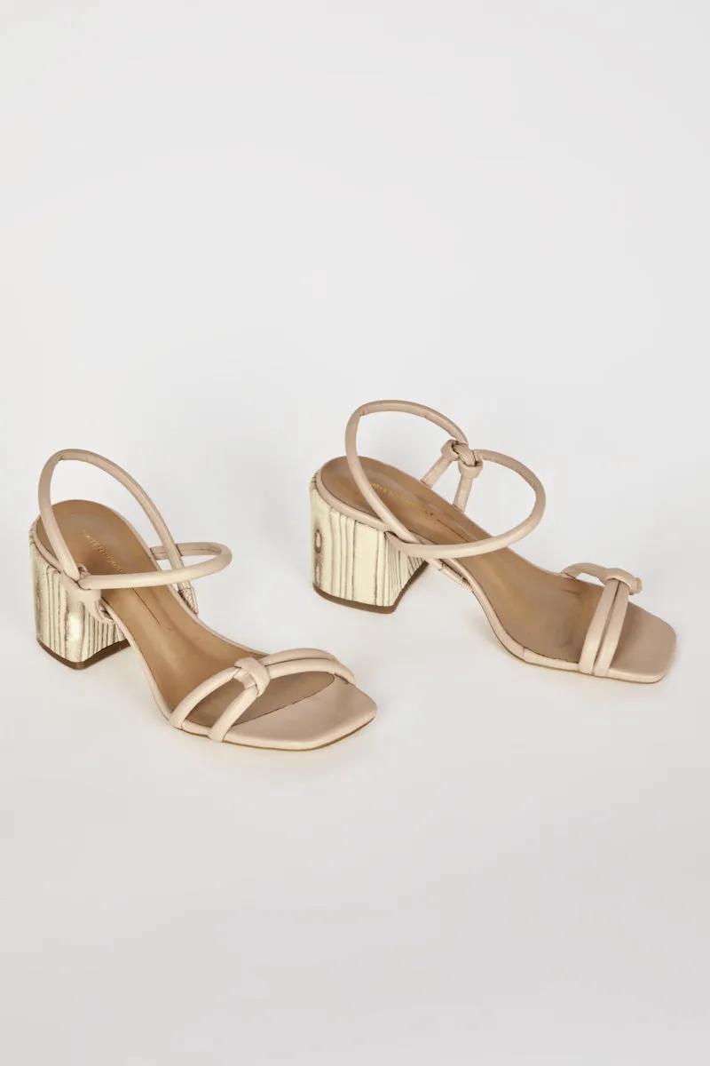 Intentionally Blank Sky Knotted Heel Sandals in Oatmilk