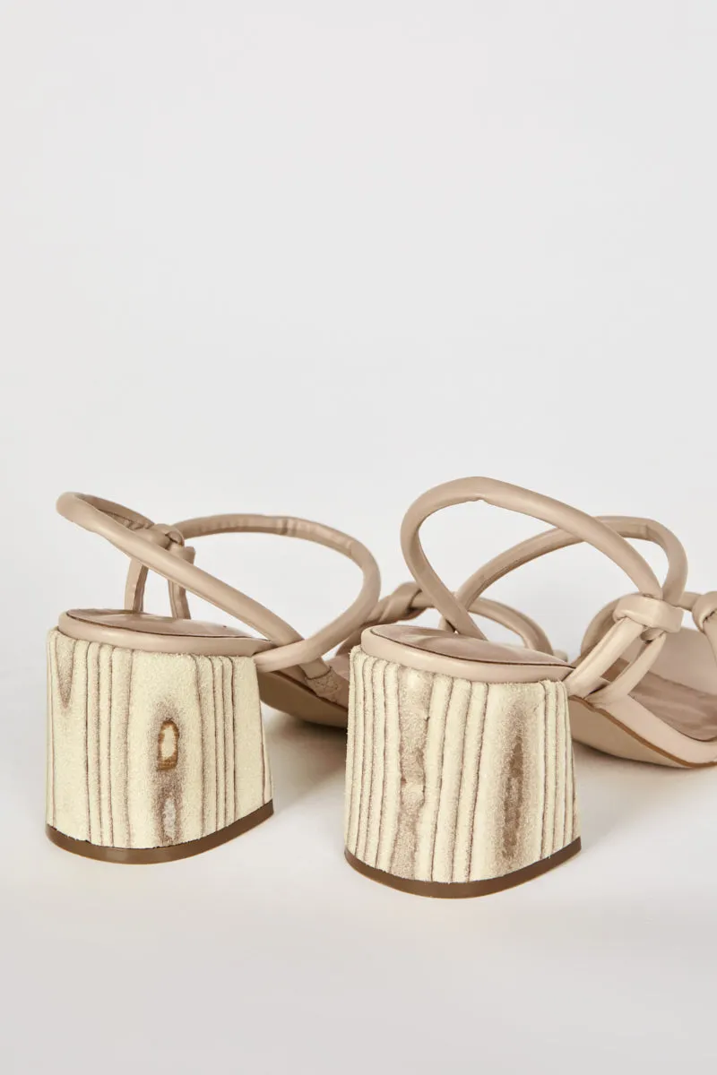 Intentionally Blank Sky Knotted Heel Sandals in Oatmilk