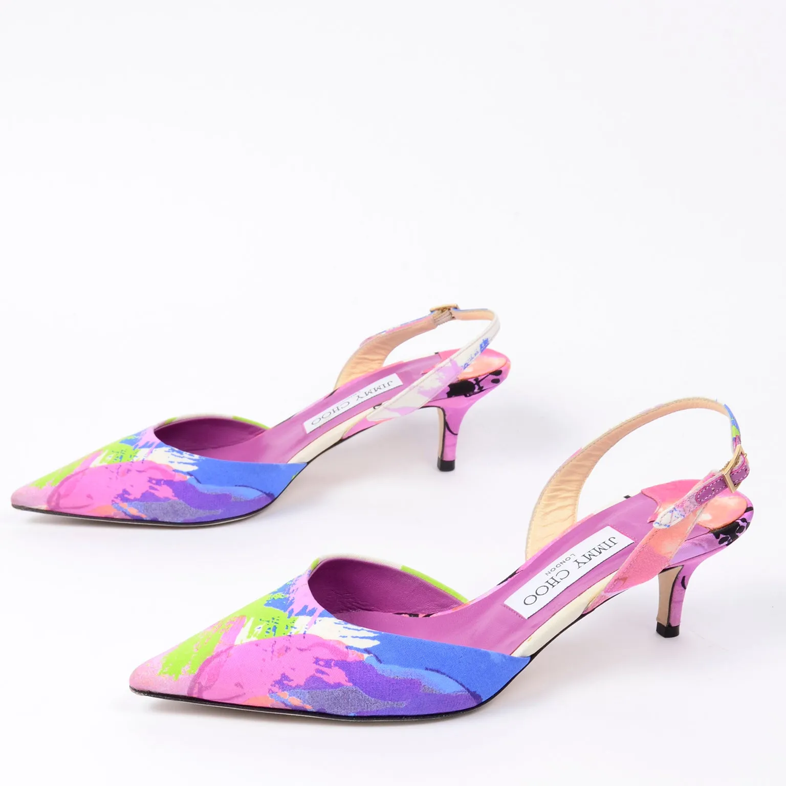 Jimmy Choo Pink Floral Shoes Slingback Heels Size 7