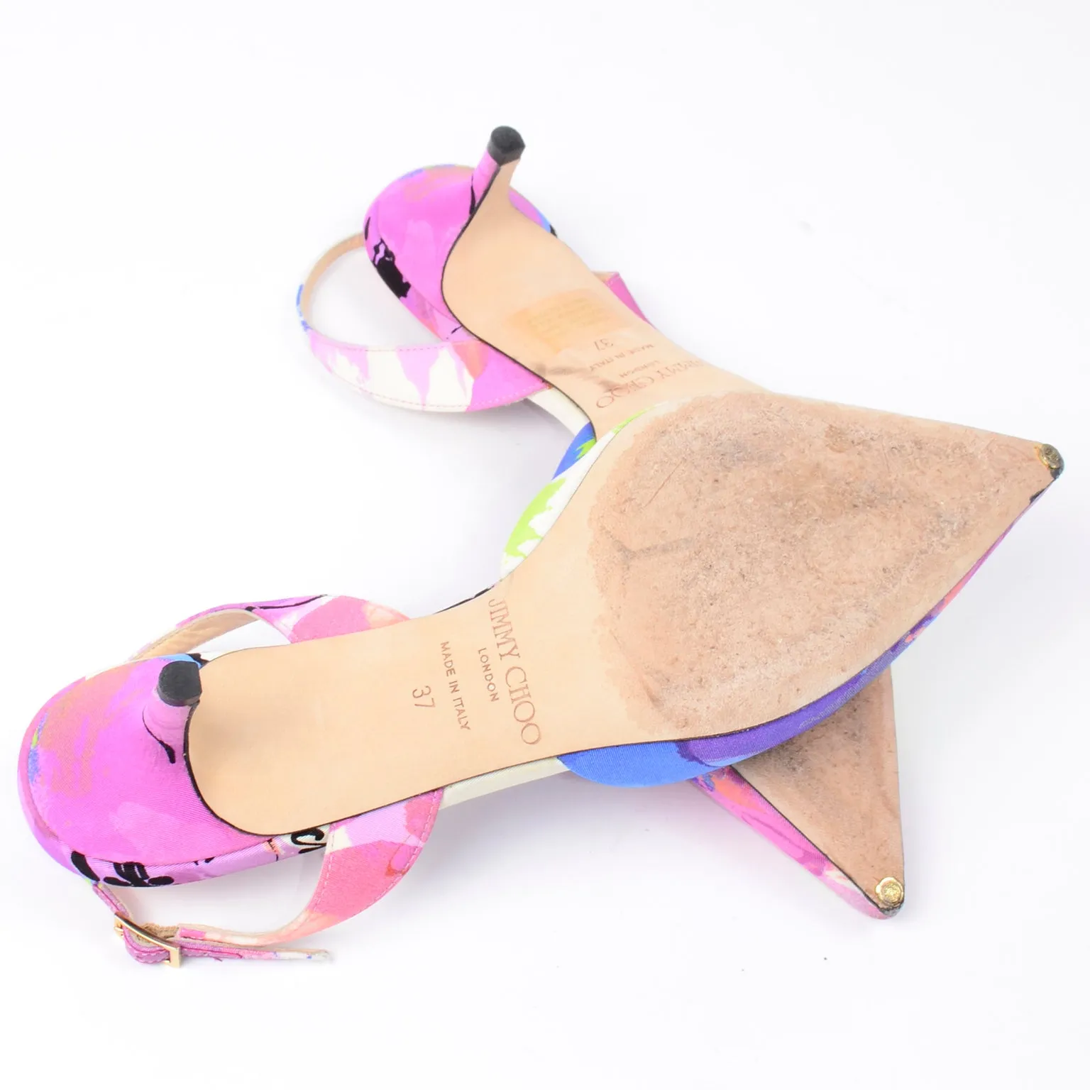 Jimmy Choo Pink Floral Shoes Slingback Heels Size 7