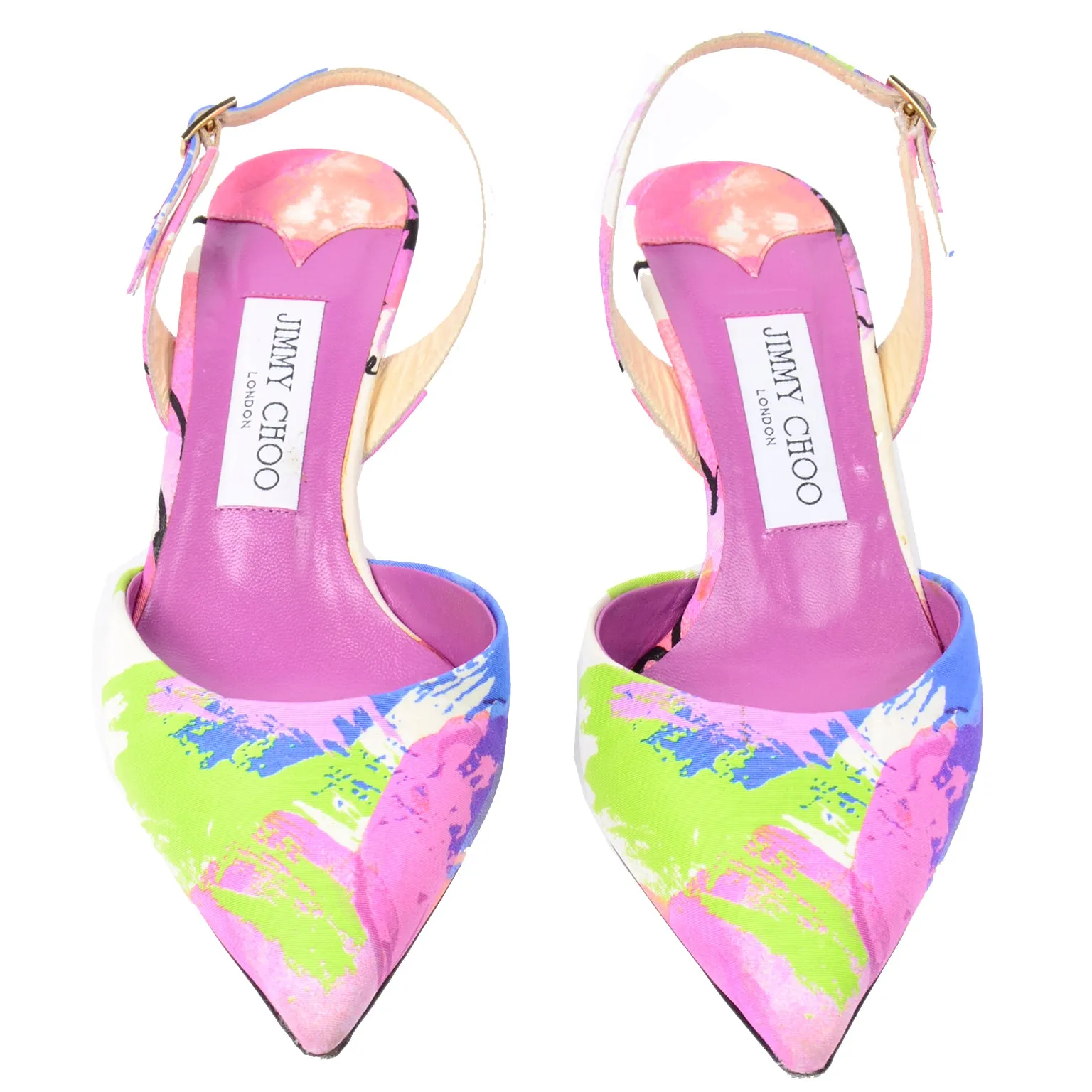 Jimmy Choo Pink Floral Shoes Slingback Heels Size 7