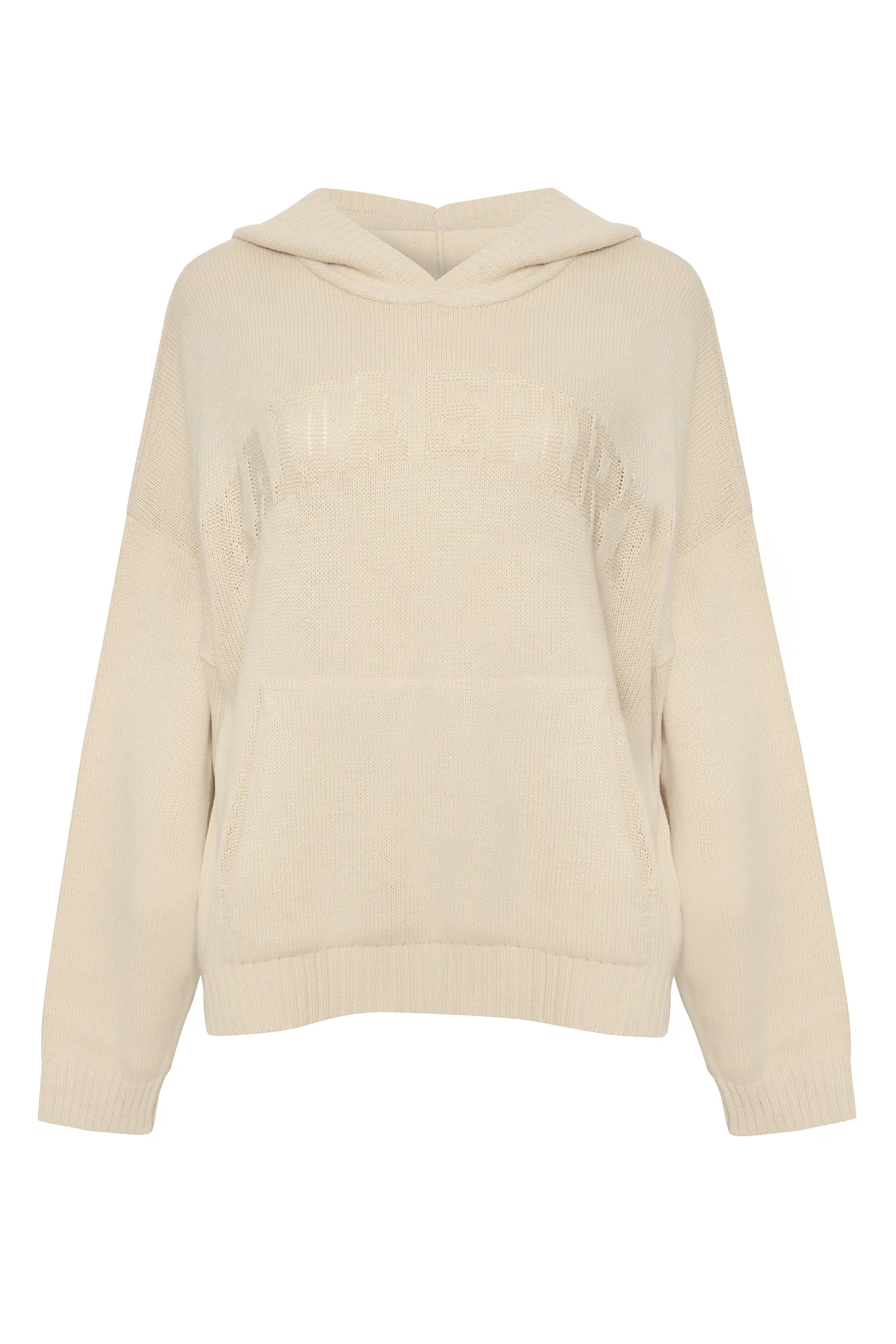 Kaiia Sport Knitted Hoodie Stone