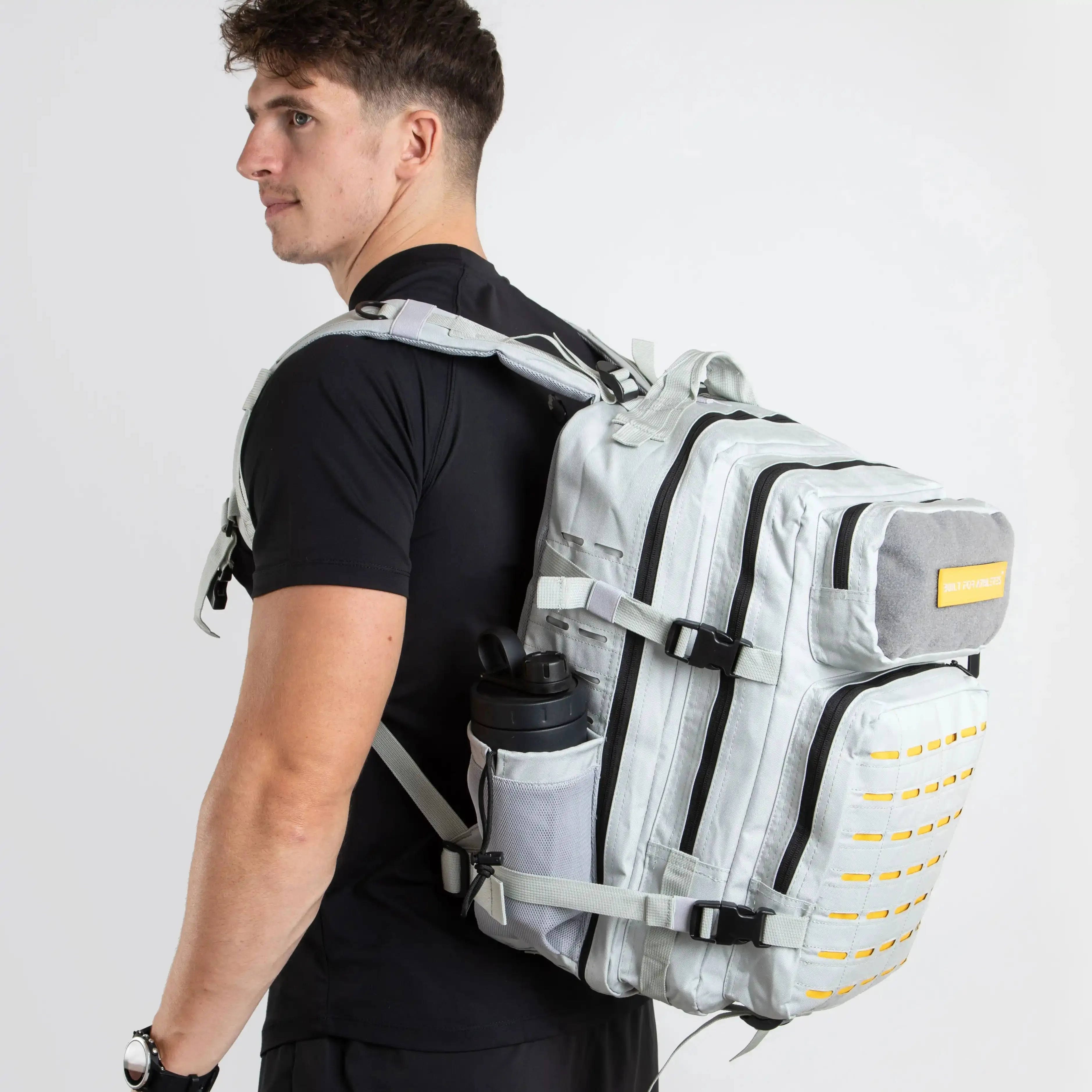 Large Grey & Yellow Gym Backpack