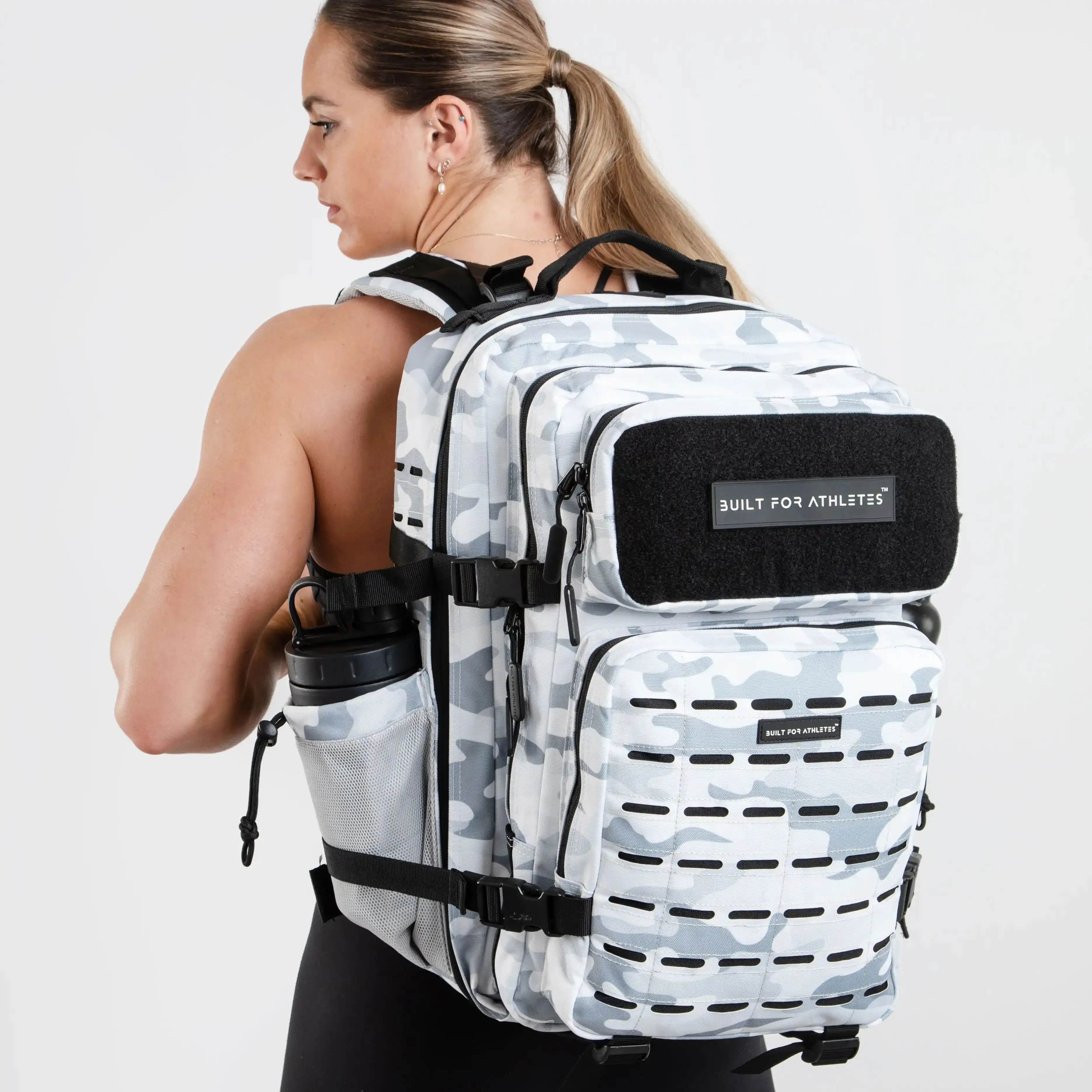 Large White Camo Gym Backpack