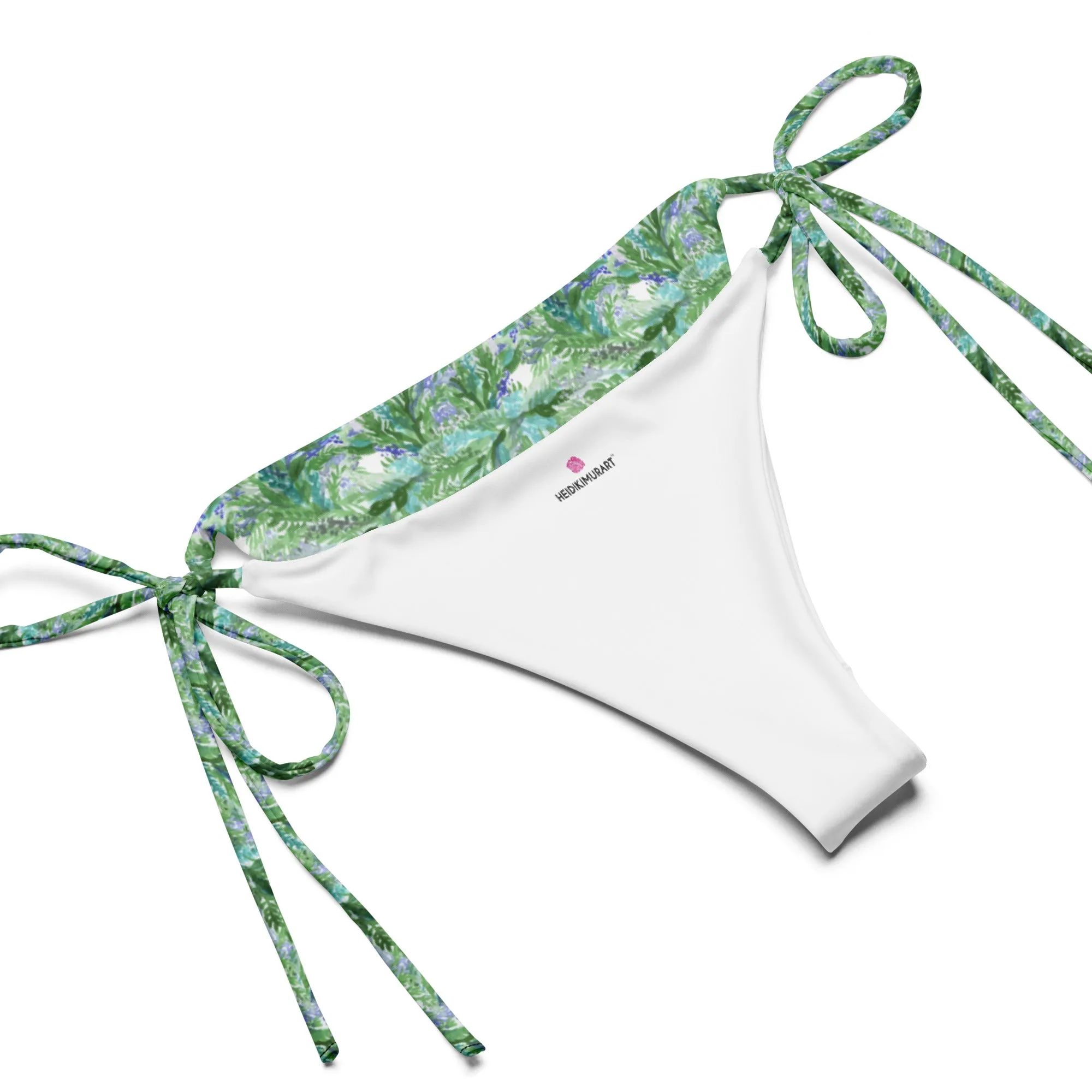 Lavender Floral Women's Bikini Set, 2 pc Recycled String Bikini Set For Women - Made in USA/EU/MX  (US Size: 2XS-6XL)