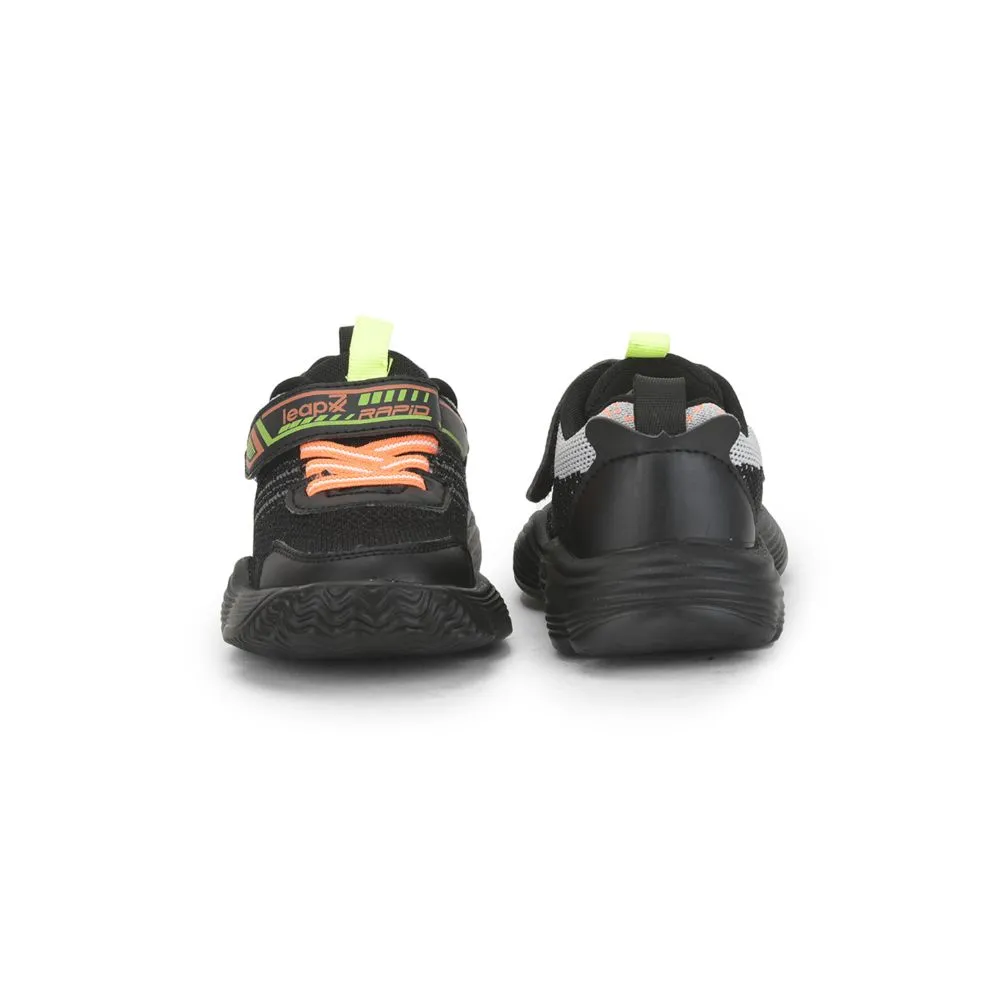 Leap7x Sports Non Lacing Shoe For Kids (Black) RUSH-1 By Liberty