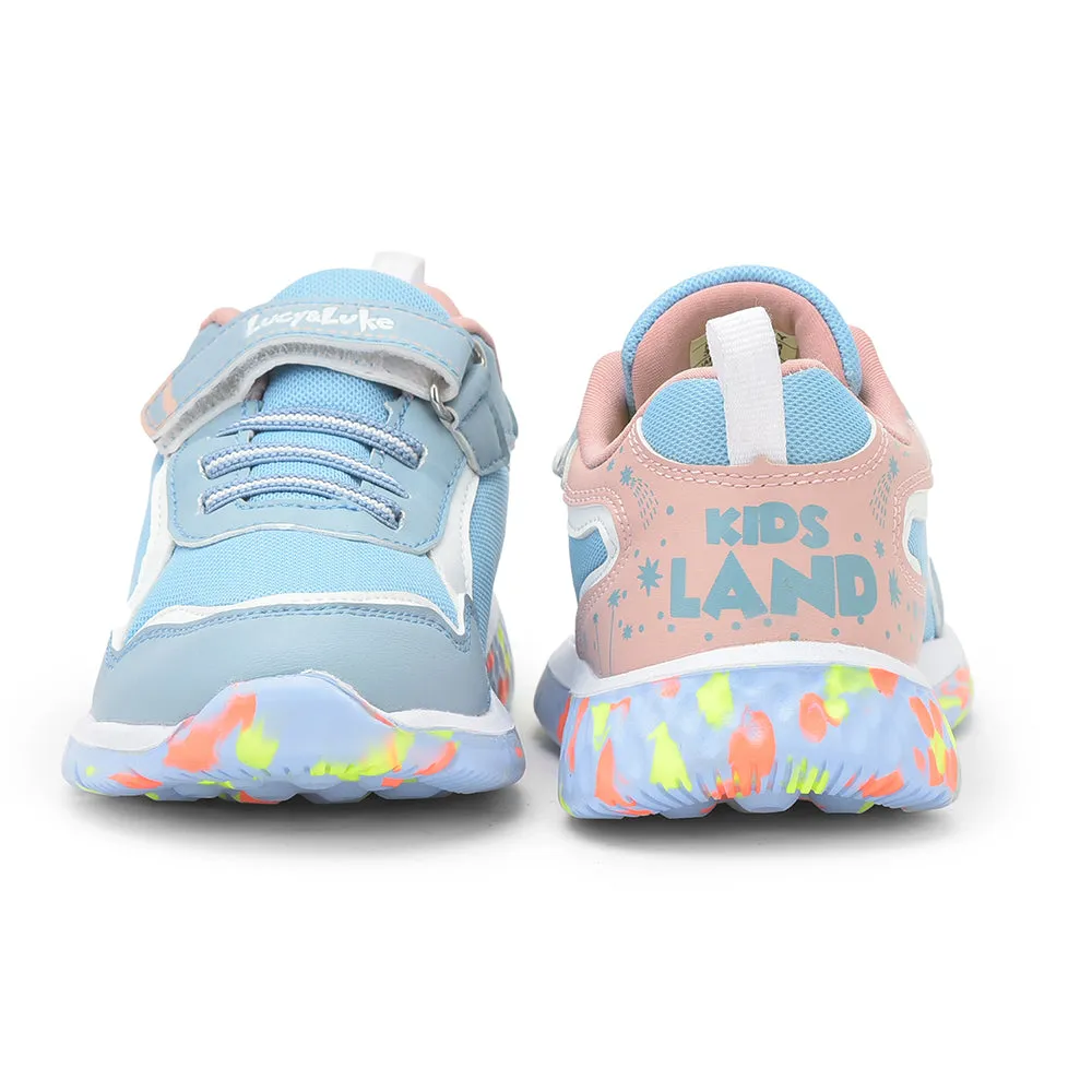 Lucy & Luke (Sky Blue) Sports Non Lacing Shoes For Kids JAMIE-126E By Liberty