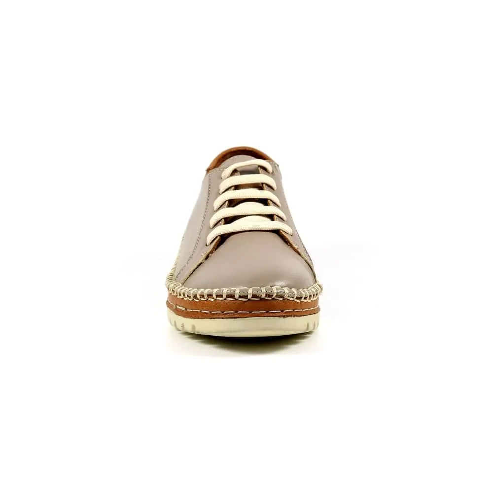 Lunar FLV026 Flow Ladies Grey Leather Lace Up Shoes