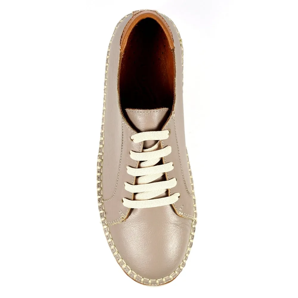 Lunar FLV026 Flow Ladies Grey Leather Lace Up Shoes