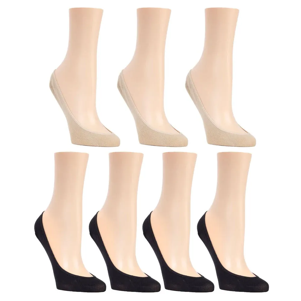 MEMOI MICRO LINER SOCKS 7 PAIR PACK BLACK/NUDE - WOMENS