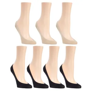 MEMOI MICRO LINER SOCKS 7 PAIR PACK BLACK/NUDE - WOMENS