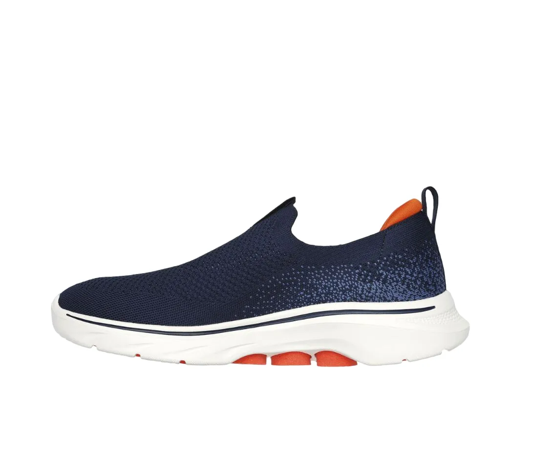 Mens Skechers Go Walk 7 Navy/Orange Slip On Sneaker Shoes