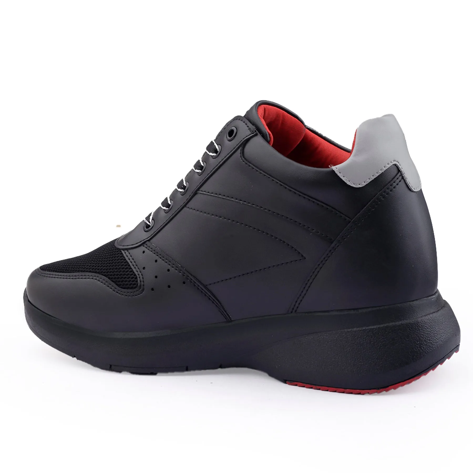 Men's Stylish Hidden Height Increasing Pu Leather Material Casual Sneaker Lace up Shoes