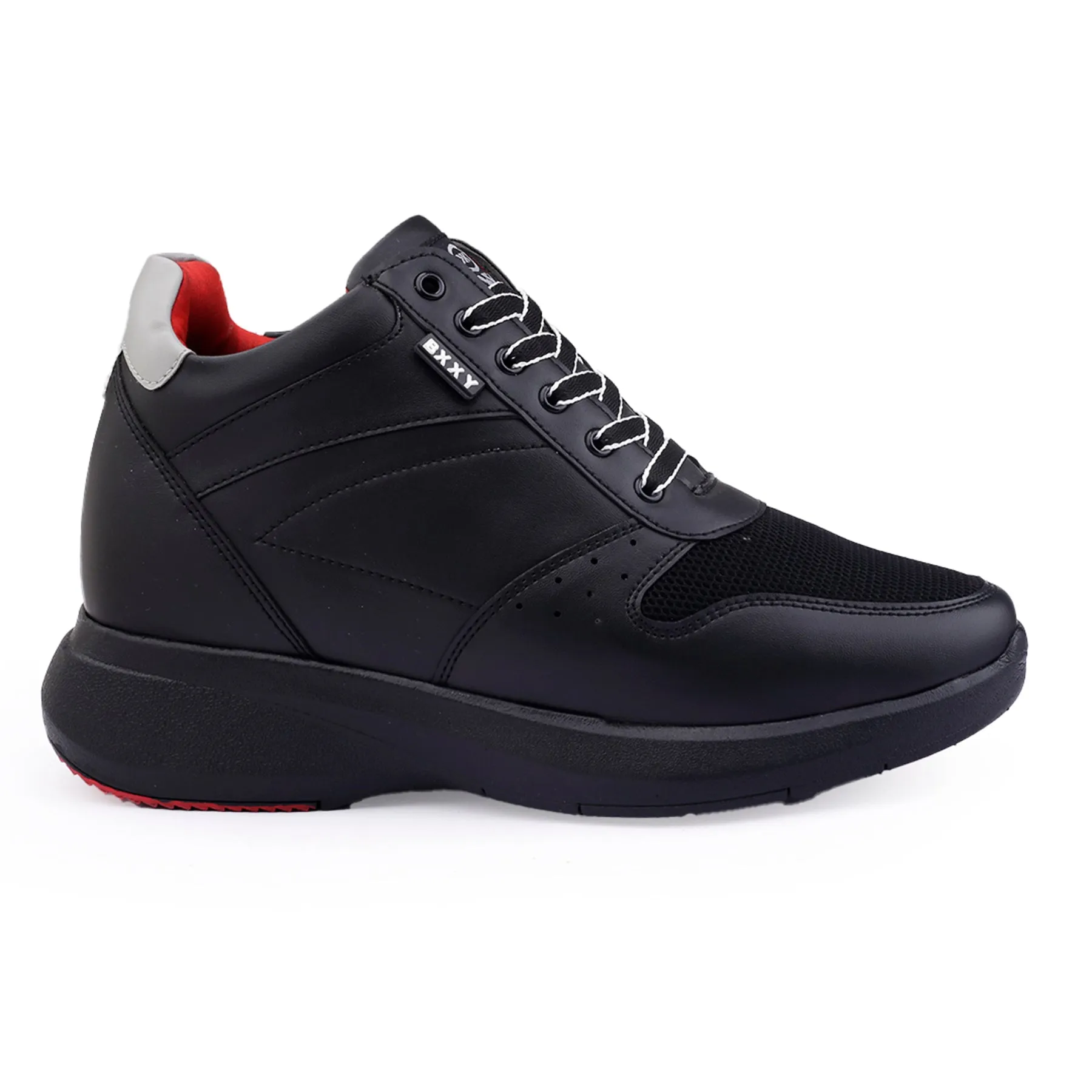 Men's Stylish Hidden Height Increasing Pu Leather Material Casual Sneaker Lace up Shoes