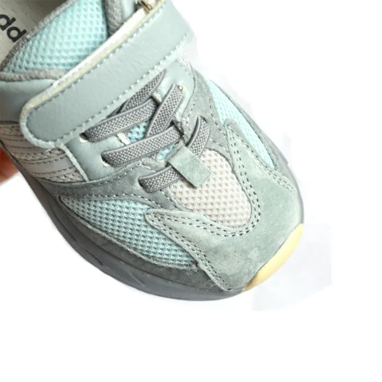 MOF Kids light gray textured strap & lace up sneakers