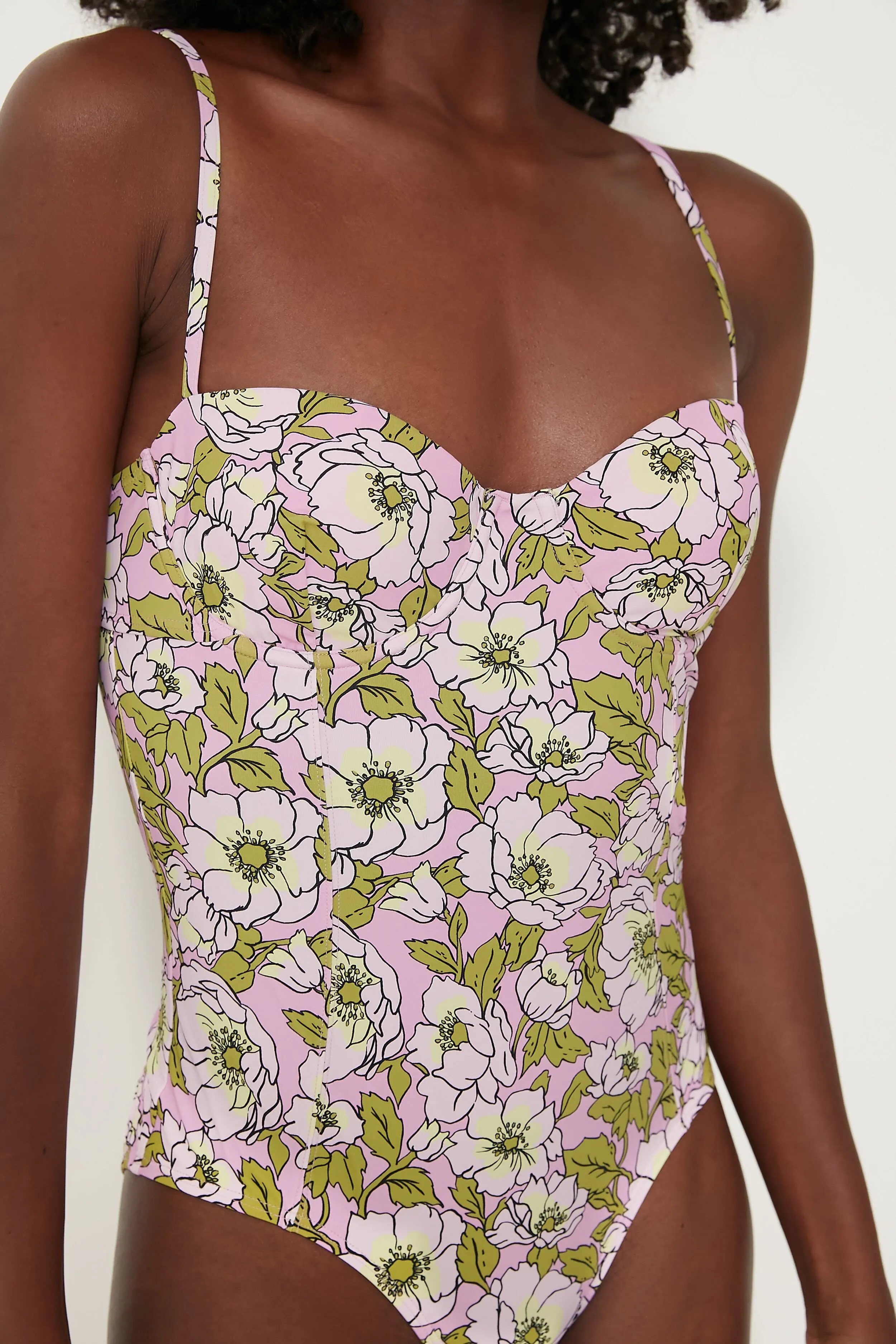 Pink Bold Flower Printed Underwire One Piece