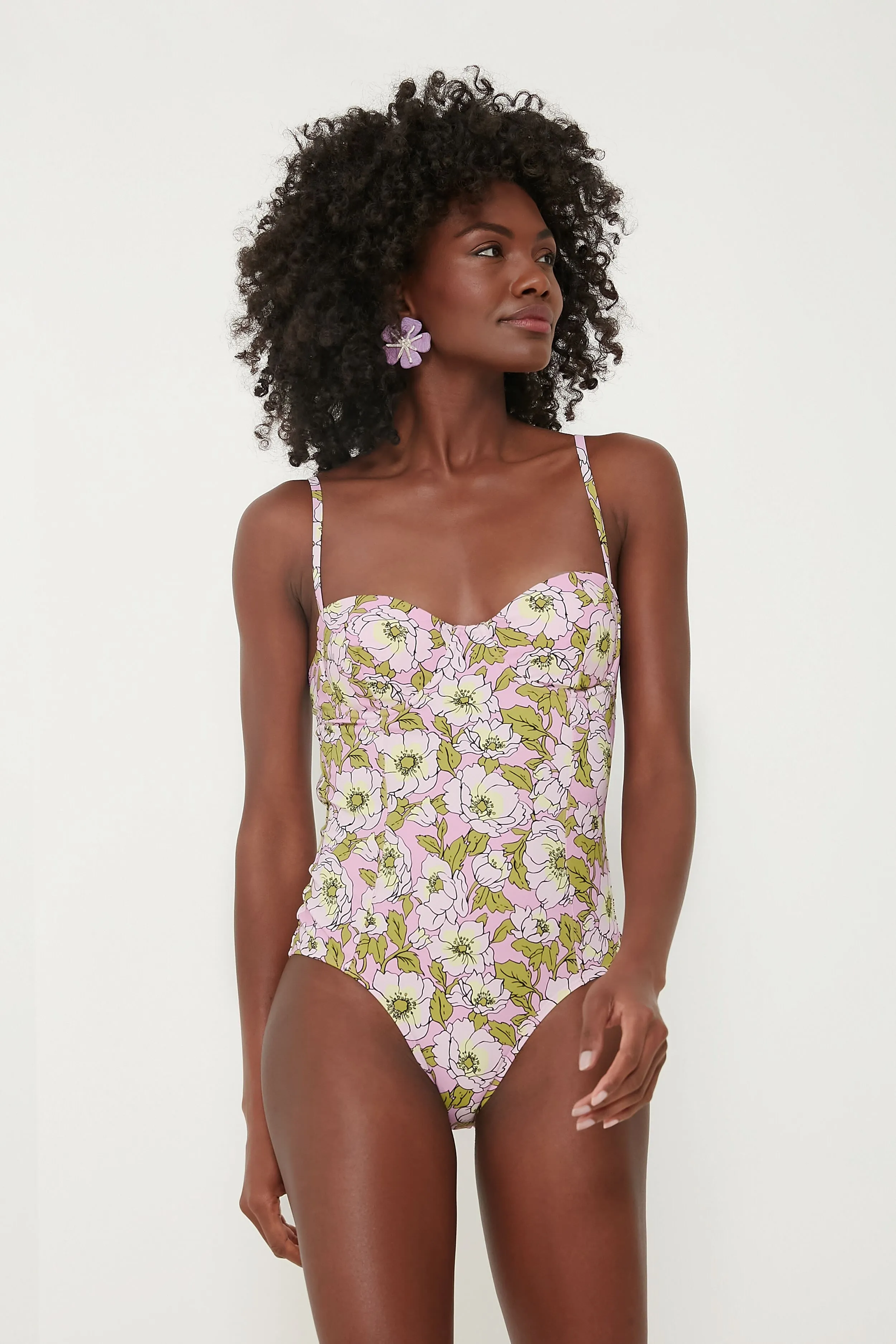 Pink Bold Flower Printed Underwire One Piece