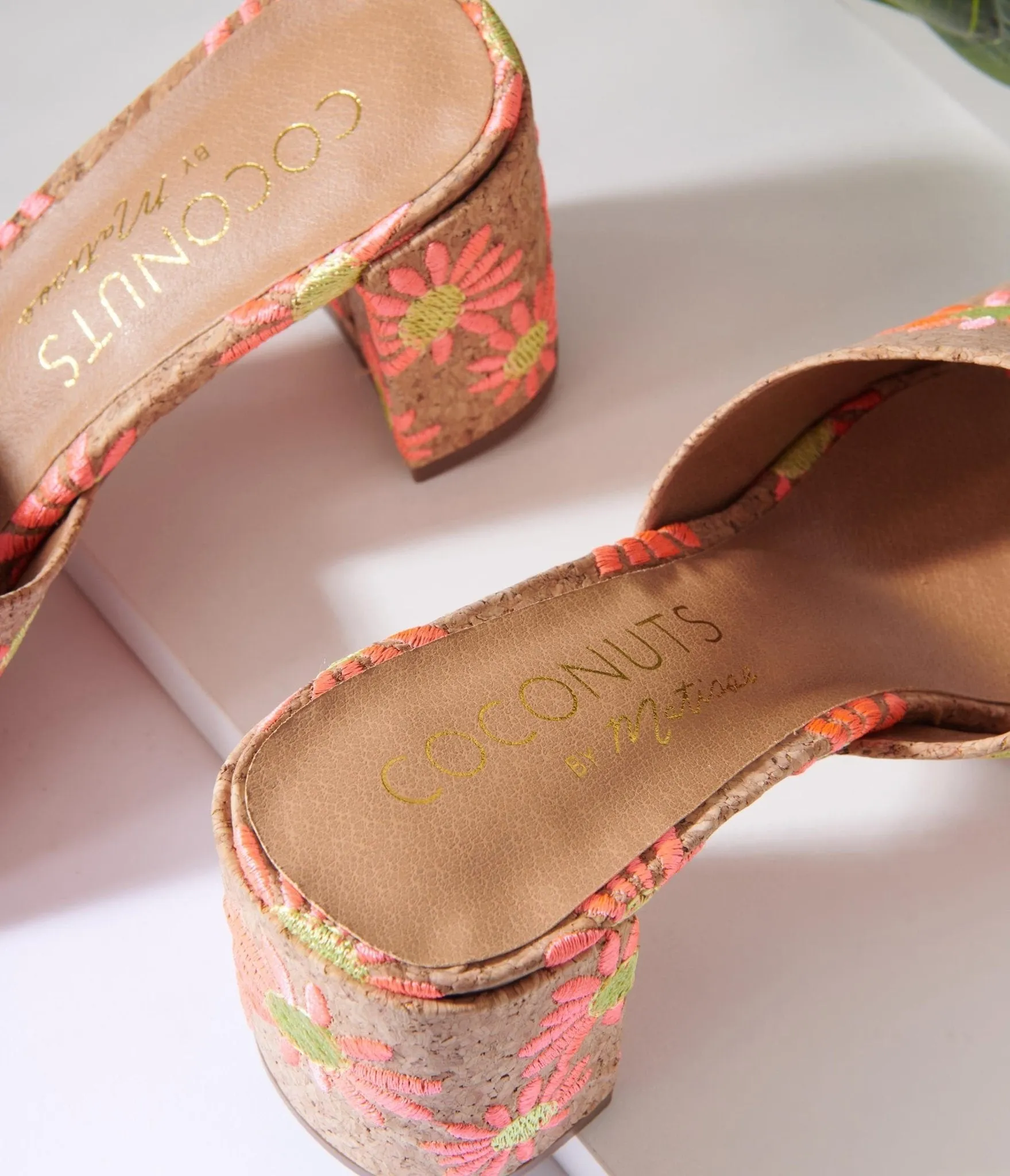 Pink Daisy Cork Mule Heels