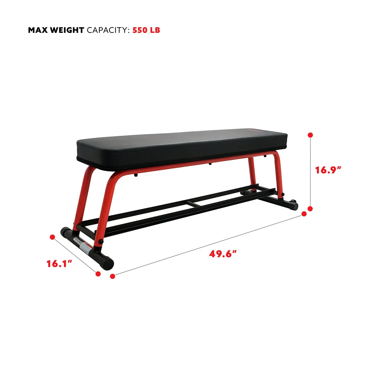 Power Zone Premium Strength Flat Bench With Dumbbell Rack