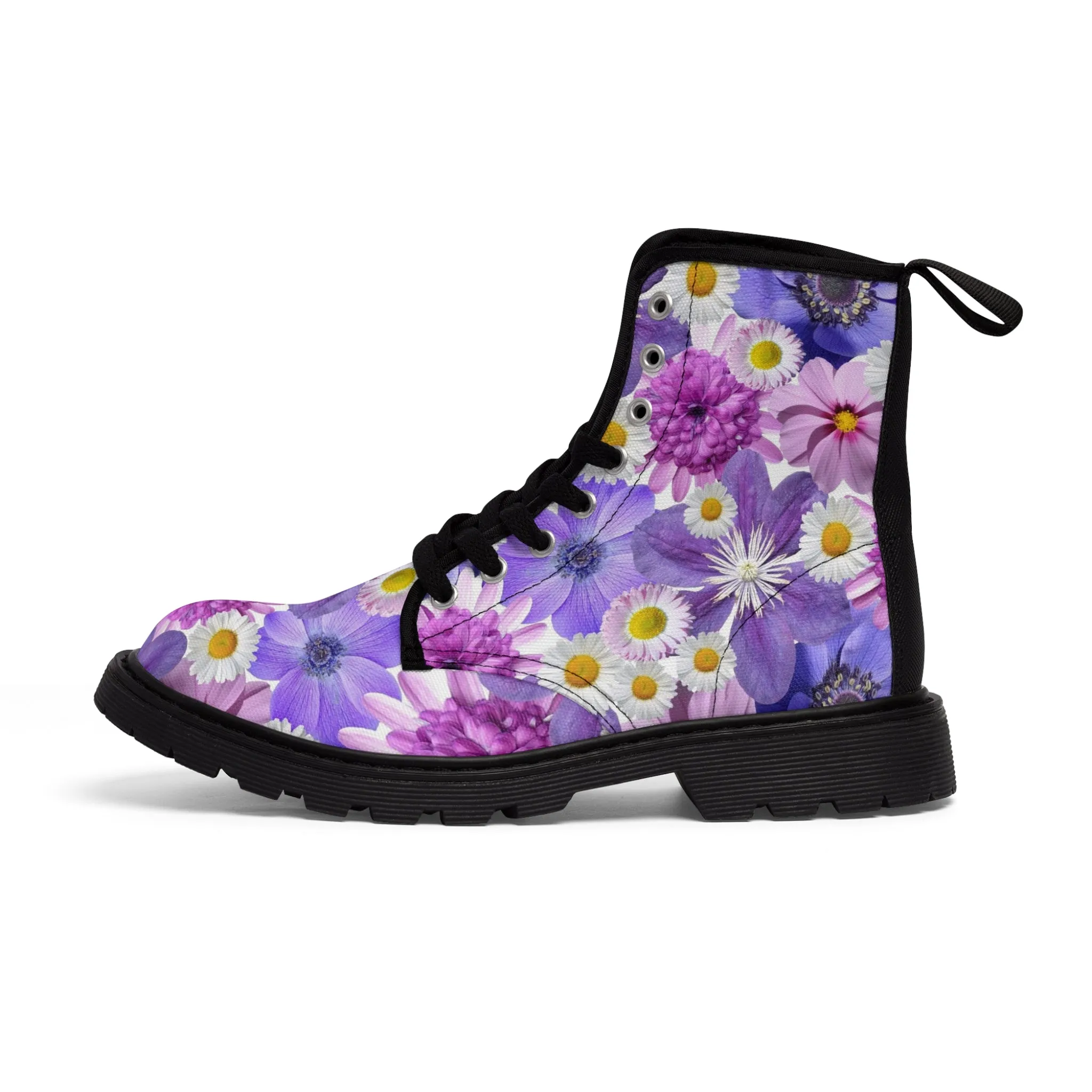 Purple Flowers - Inovax Men's Canvas Boots