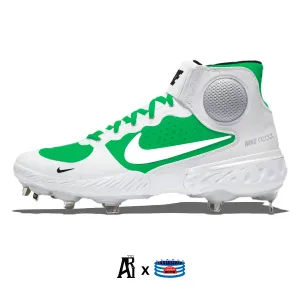 "Retro Green & White" Nike Alpha Huarache Elite 3 Mid Cleats by Stadium Custom Kicks