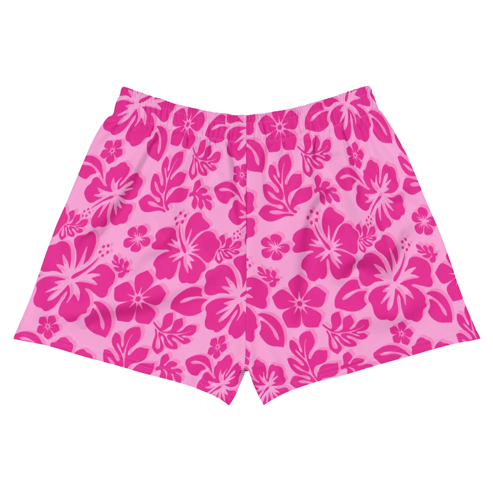 Raspberry Pinks Hawaiian Flowers Women's Athletic Swim Shorts