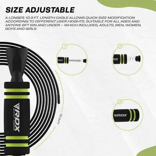 RDX Weighted, Adjustable Skipping Rope with Memory Foam Handles