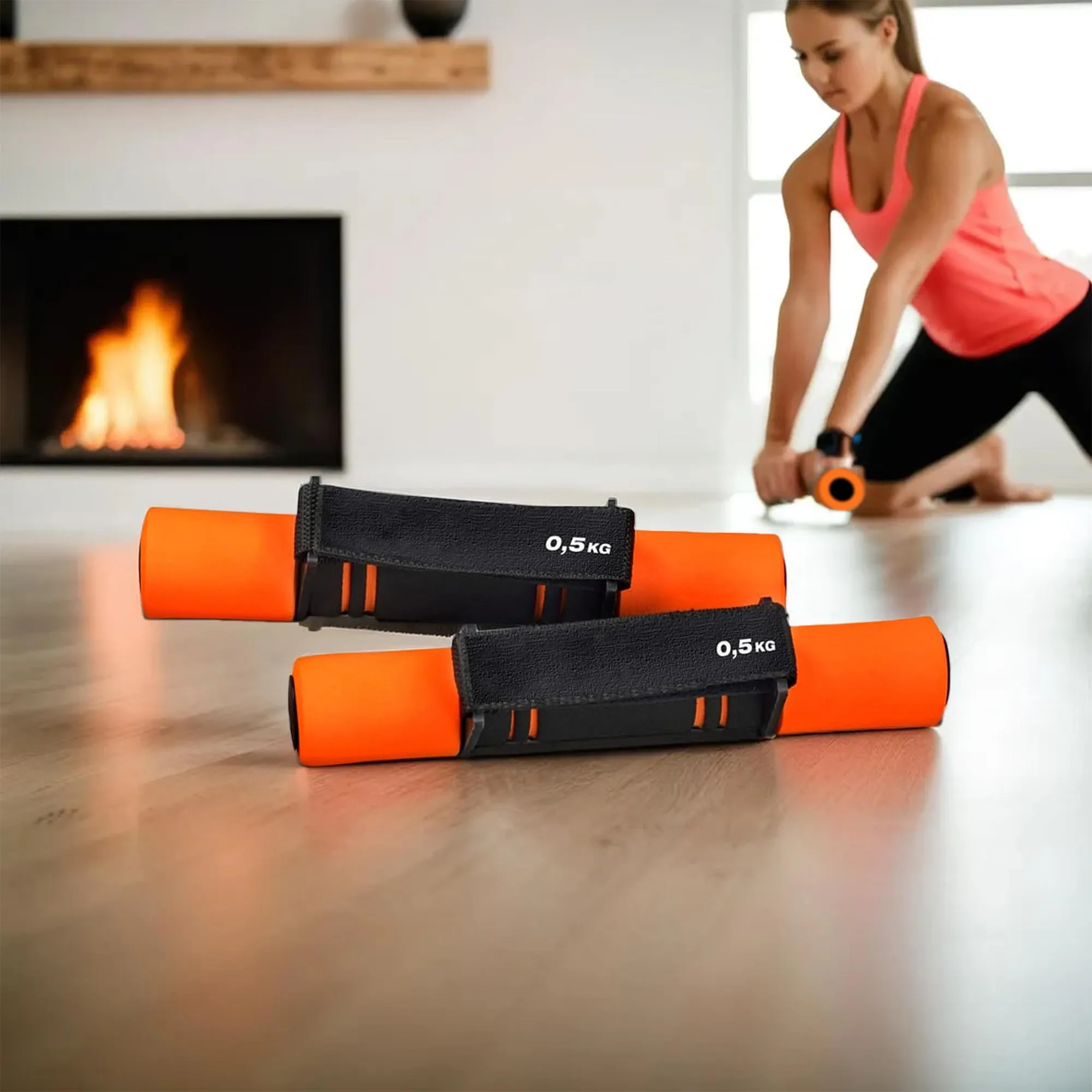 REACH by HEAD Soft Dumbbell Set -0.5Kg x 2 | Soft Rubber Dumbbells with Comfy Hand Straps| Dumbbells Set for Home Gym| Weights for Home Gym Men & Women |Home Gym Set Fitness Dumbbell | Black & Orange