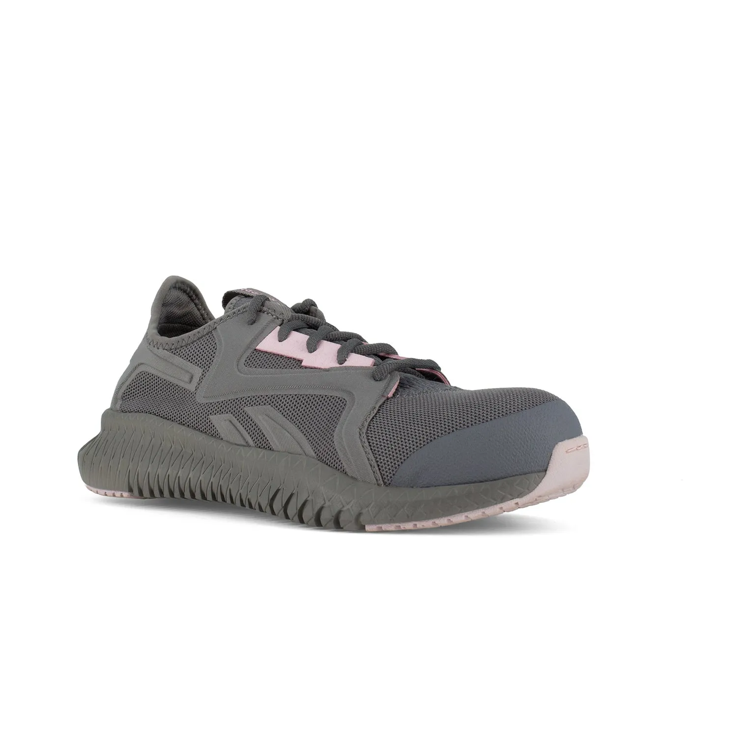 Reebok Womens Grey/Pink Textile Work Shoes Flexagon Athletic CT EH