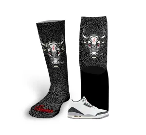 Retro 3 Cement Grey War Bully Socks