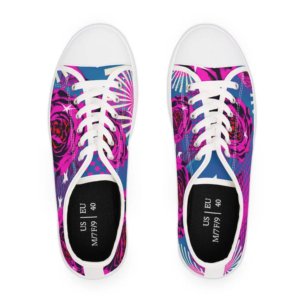 Retro rose Women's Low Top Sneakers